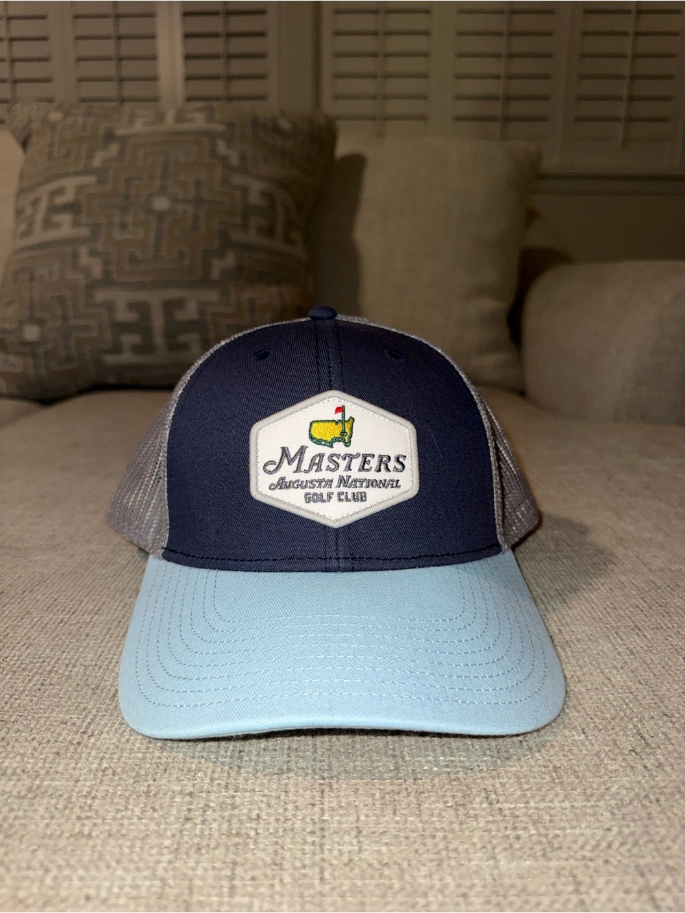 Masters Two-Tone Mesh Golf Cap - Navy & Light Blue